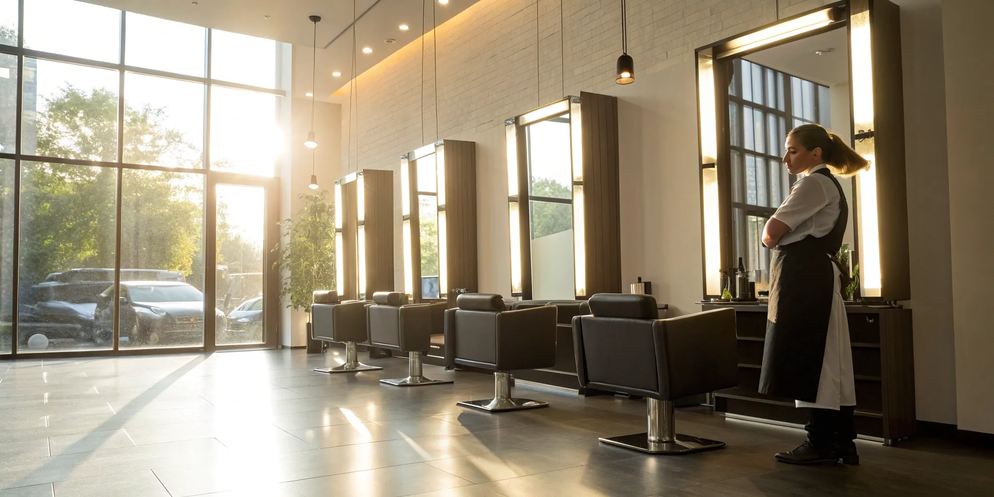 Bright, modern salon ready to open.