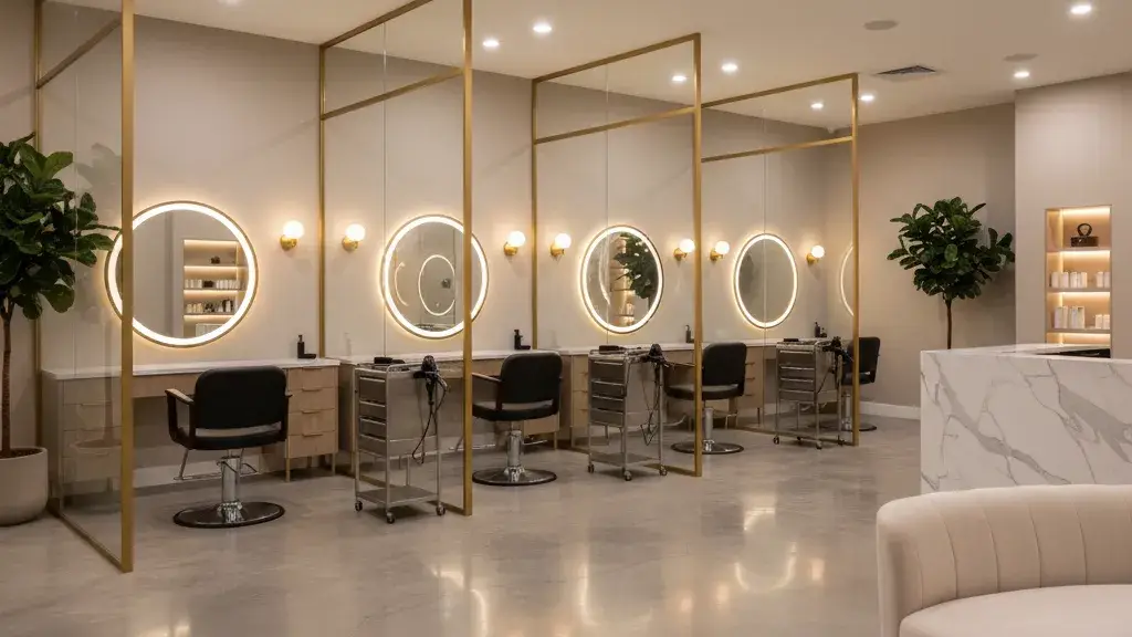 Modern luxury salon suite interior - best franchise for beginners with semi-absentee model