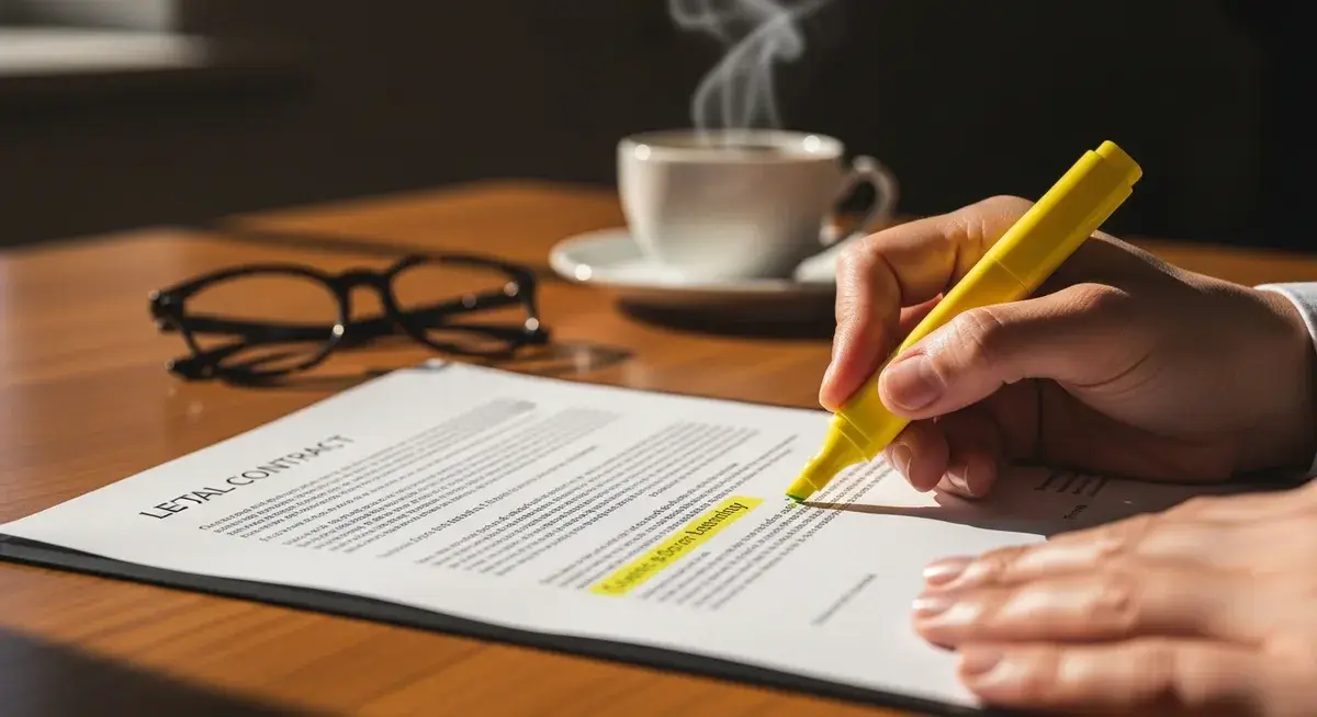 Professional reviewing key clauses of a franchise agreement document