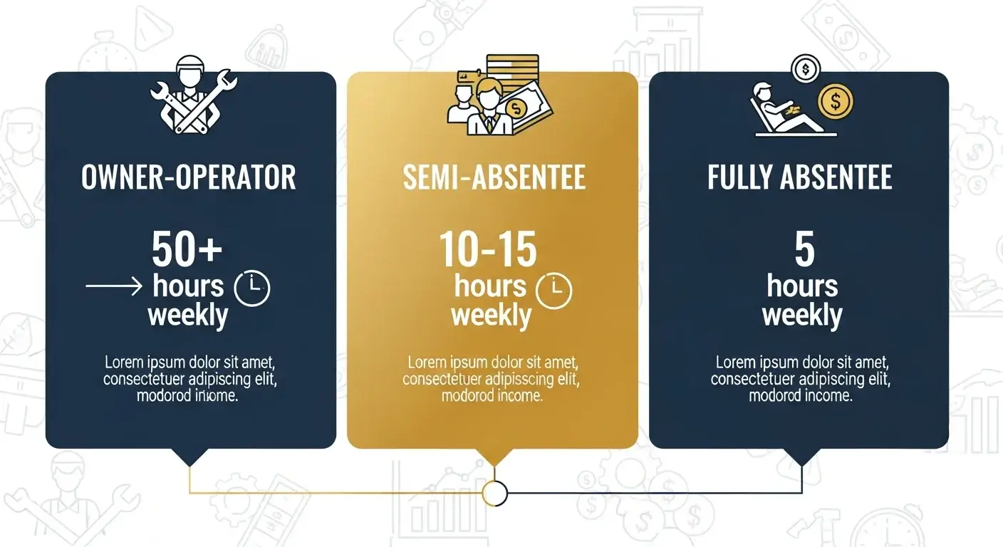 Comparison of semi absentee franchise ownership models showing time commitment levels